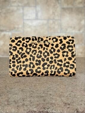 Michael Kors Small ZA Card Case Calf Hair Cheetah Leopard Print Black Multi